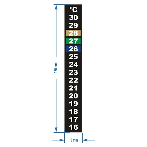 Vloeibaar kristal thermometer (+16°C tot +30°C) 13cm - 2 ['voedselthermometer', ' keukenthermometer', ' culinaire thermometer', ' zelfklevende thermometer', ' fermentatiethermometer', ' aquariumthermometer', ' vloeibaar kristal thermometer', ' zelfklevende thermometers', ' wijngaardthermometers', ' bierbrouwthermometers']