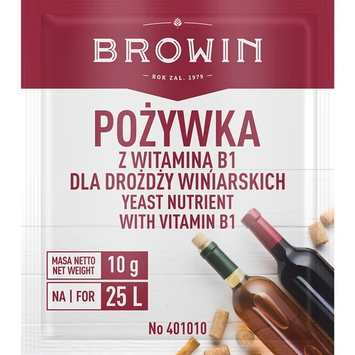 Voedingsstof voor wijn met vitamine B1, 10g  - 1 ['voedingsstof voor gist', ' voedingsstof voor wijngist', ' voedingsstof voor gist met vitamine B', ' voedingsstof met thiamine']