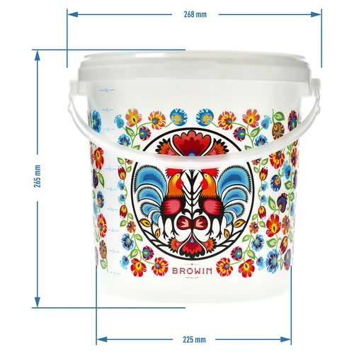Voedselemmer GWIOZDA - met deksel, 10 L - 6 ['tuinemmer', ' emmer met deksel', ' emmer voor de tuin', ' emmer met deksel', ' afsluitbare emmer', ' afsluitbare emmer', ' emmer met opdruk', ' voor paddenstoelen']
