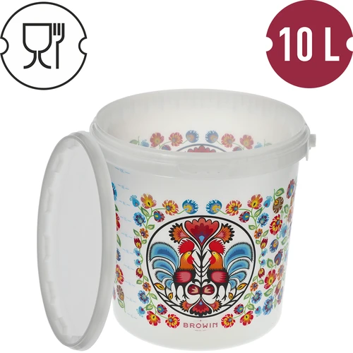 Voedselemmer GWIOZDA - met deksel, 10 L - 4 ['tuinemmer', ' emmer met deksel', ' emmer voor de tuin', ' emmer met deksel', ' afsluitbare emmer', ' afsluitbare emmer', ' emmer met opdruk', ' voor paddenstoelen']