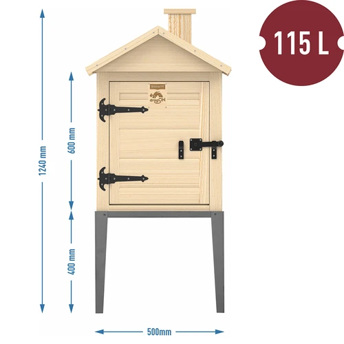 Vurenhouten rookkamer, 115L, met roestvrijstalen onderstel - 3