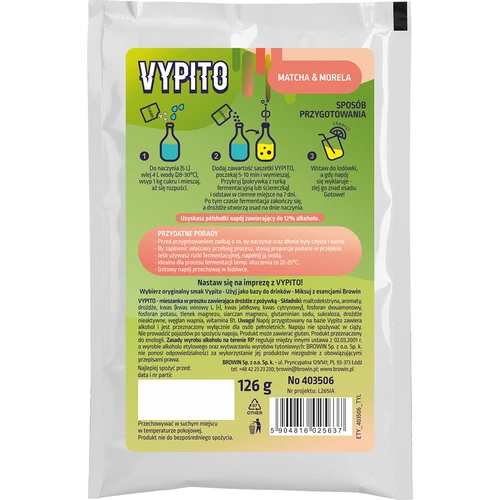 VYPITO 12%, saszetka na 18 drinków - Matcha-Morela, 126g - 2
