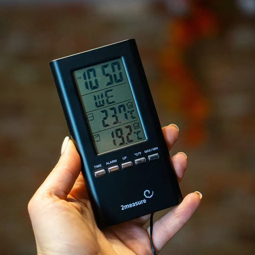 Weerstation – elektronisch, sonde, zwart - 8 ['thermometer met klok', ' binnenthermometer', ' kamertemperatuurmeter', ' buitenthermometer', ' hangthermometer', ' staande thermometer']