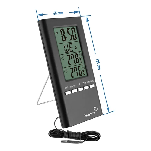 Weerstation – elektronisch, sonde, zwart - 3 ['thermometer met klok', ' binnenthermometer', ' kamertemperatuurmeter', ' buitenthermometer', ' hangthermometer', ' staande thermometer']