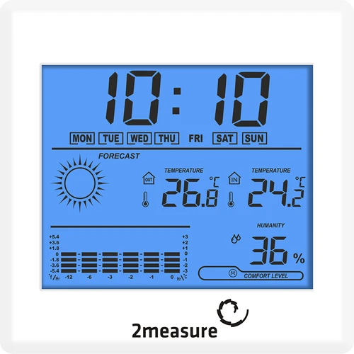 Weerstation – elektronisch, verlicht, sonde, wit - 2 ['weerstations met sonde', ' thermometer-hygrometer', ' multifunctioneel weerstation', ' voor temperatuurmeting', ' met klok', ' verlicht display', ' mini-max geheugen', ' vochtigheidsmeting', ' browin', ' weerstation']