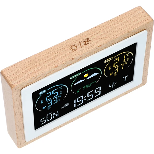 Weerstation (RCC,DCF) - elektronisch, draadloos, verlicht, sensor, wit - 4 ['draadloos weerstation', ' meting van buitentemperatuur en binnentemperatuur', ' vochtigheidsmeting', ' weerstation met kalender', ' weerstation met wekker', ' nauwkeurig weerstation', ' weerstation', ' elektronisch weerstation', ' universeel weerstation', ' ideale weerindicator']