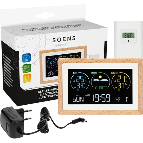 Weerstation (RCC,DCF) - elektronisch, draadloos, verlicht, sensor, wit - 7 ['draadloos weerstation', ' meting van buitentemperatuur en binnentemperatuur', ' vochtigheidsmeting', ' weerstation met kalender', ' weerstation met wekker', ' nauwkeurig weerstation', ' weerstation', ' elektronisch weerstation', ' universeel weerstation', ' ideale weerindicator']