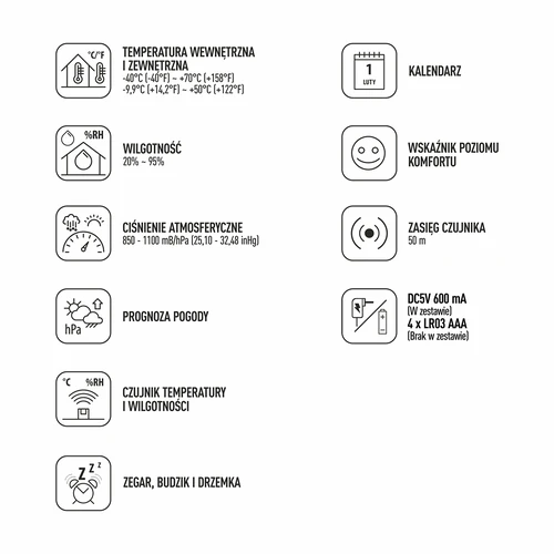 Weerstation (RCC,DCF) - elektronisch, draadloos, verlicht, sensor, wit - 9 ['draadloos weerstation', ' meting van buitentemperatuur en binnentemperatuur', ' vochtigheidsmeting', ' weerstation met kalender', ' weerstation met wekker', ' nauwkeurig weerstation', ' weerstation', ' elektronisch weerstation', ' universeel weerstation', ' ideale weerindicator']
