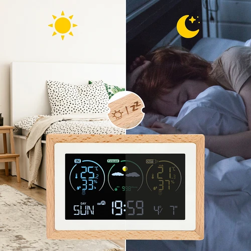 Weerstation (RCC,DCF) - elektronisch, draadloos, verlicht, sensor, wit - 13 ['draadloos weerstation', ' meting van buitentemperatuur en binnentemperatuur', ' vochtigheidsmeting', ' weerstation met kalender', ' weerstation met wekker', ' nauwkeurig weerstation', ' weerstation', ' elektronisch weerstation', ' universeel weerstation', ' ideale weerindicator']