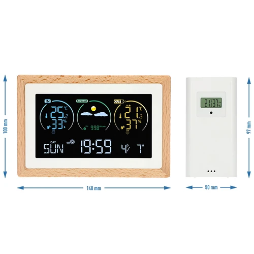 Weerstation (RCC,DCF) - elektronisch, draadloos, verlicht, sensor, wit - 14 ['draadloos weerstation', ' meting van buitentemperatuur en binnentemperatuur', ' vochtigheidsmeting', ' weerstation met kalender', ' weerstation met wekker', ' nauwkeurig weerstation', ' weerstation', ' elektronisch weerstation', ' universeel weerstation', ' ideale weerindicator']
