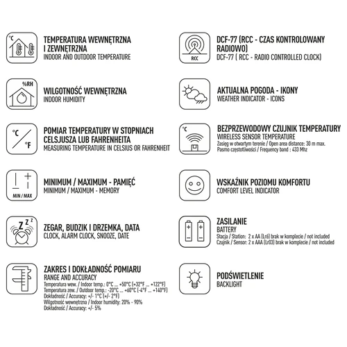Weerstation RCC, DCF – elektronisch, draadloos, verlichte sensor, wit - 8 ['weerstations', ' thuis weerstation', ' temperatuur', ' omgevingstemperatuur', ' temperatuurcontrole', ' elektronische thermometer', ' thermometer met sensor', ' binnenthermometer', ' buitenthermometer', ' thermometer buiten', ' weerstation']