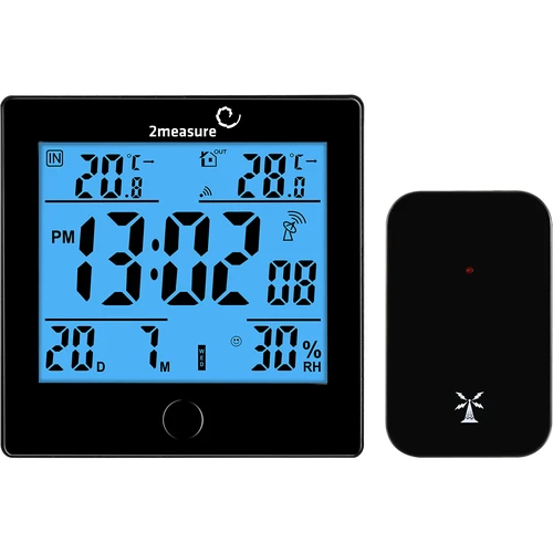 Weerstation RCC, DCF – elektronisch, draadloos, verlichte sensor, zwart  - 1 ['weerstations', ' thuis weerstation', ' temperatuur', ' omgevingstemperatuur', ' temperatuurcontrole', ' elektronische thermometer', ' thermometer met sensor', ' binnenthermometer', ' buitenthermometer', ' thermometer buiten', ' hygrometer', ' weerstation']