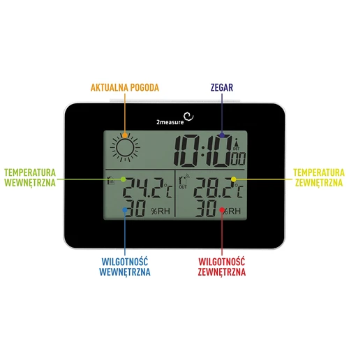 Weerstation RCC – elektronisch, draadloos, verlichte sensor, zwart - 10 ['weerstations', ' thuis weerstation', ' temperatuur', ' omgevingstemperatuur', ' temperatuurcontrole', ' elektronische thermometer', ' thermometer met sensor', ' binnenthermometer', ' buitenthermometer', ' thermometer buiten', ' weerstation']