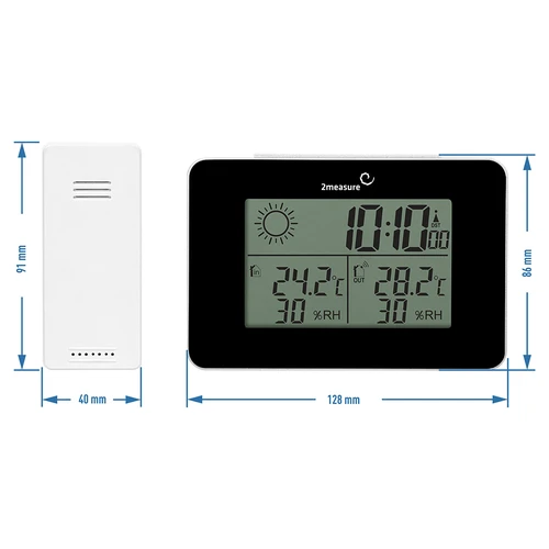 Weerstation RCC – elektronisch, draadloos, verlichte sensor, zwart - 12 ['weerstations', ' thuis weerstation', ' temperatuur', ' omgevingstemperatuur', ' temperatuurcontrole', ' elektronische thermometer', ' thermometer met sensor', ' binnenthermometer', ' buitenthermometer', ' thermometer buiten', ' weerstation']