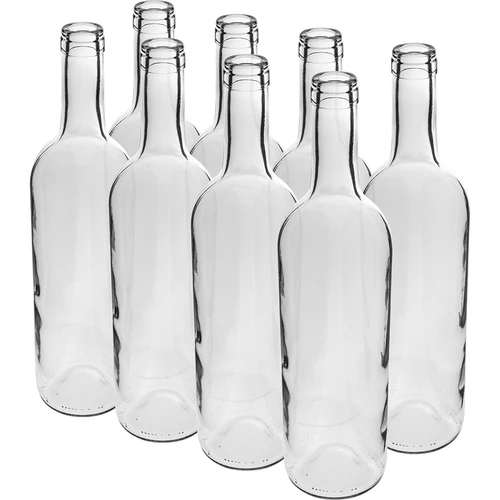 Weinflasche 0,75 L wit – Verpakking van 8 st.  - 1 ['fles 750ml', ' wijnfles', ' witte fles', ' flessen voor wijn', ' gebruikte wijnflessen', ' glazen fles', ' fles met kurk', ' flessen met kurk', ' flessen 0', '7']