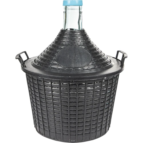 Wijnballon 10 L in plastic mand  - 1 ['gans', ' wijnfles', ' wijnballon', ' voor bier', ' voor fermentatie', ' huisgemaakte wijn', ' glazen wijnballon', ' voor likeuren', ' voor mede']