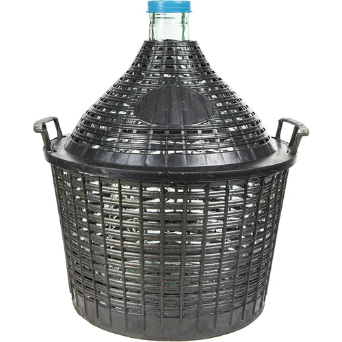 Wijnballon 15 L in plastic mand  - 1 ['gans', ' wijnfles', ' wijnballon', ' voor bier', ' voor fermentatie', ' huisgemaakte wijn', ' glazen wijnballon', ' voor likeuren', ' voor mede']