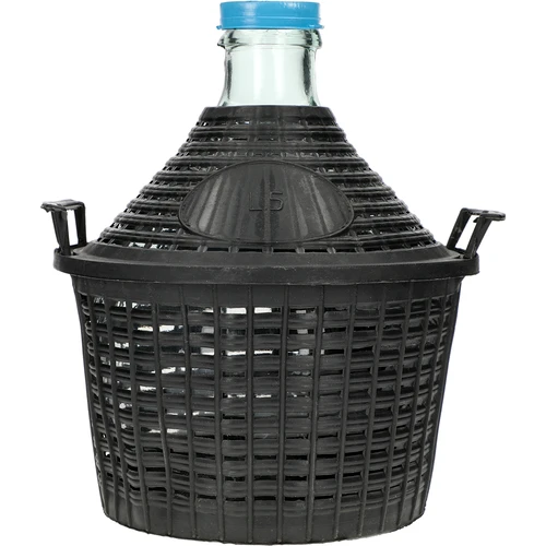 Wijnballon 5L in plastic mand  - 1 