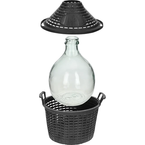 Wijnballon 5L in plastic mand - 4