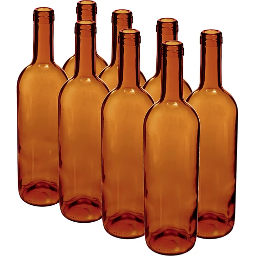 Wijnfles 0,75 L bruin - verpakking 8 stuks  - 1 ['fles 750ml', ' wijnfles', ' fles voor wijn', ' flessen voor wijn', ' wijnflessen', ' glazen fles', ' fles voor kurk', ' flessen 0', '7', ' bruine wijnflessen']
