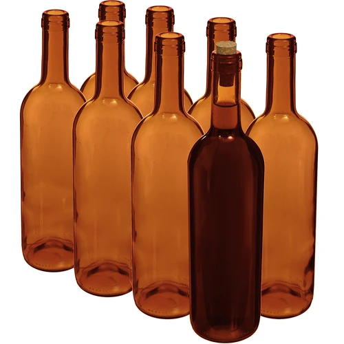 Wijnfles 0,75 L bruin - verpakking 8 stuks - 2 ['fles 750ml', ' wijnfles', ' fles voor wijn', ' flessen voor wijn', ' wijnflessen', ' glazen fles', ' fles voor kurk', ' flessen 0', '7', ' bruine wijnflessen']