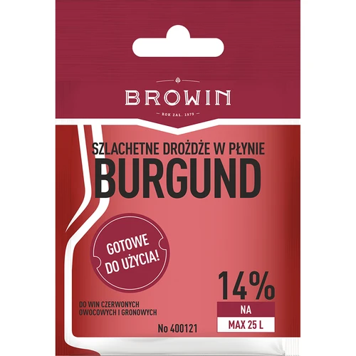 Wijngist Bourgogne zonder vermenigvuldiging, 20 ml  - 1 ['gist voor rode wijn', ' welke gist voor aronia', ' gist voor donkere druiven', ' aroniawijn', ' druivenwijn', ' zonder vermenigvuldiging', ' vloeibare gist', ' wijngist', ' huisgemaakte wijn', ' bessenwijn', ' vlierbessenwijn']