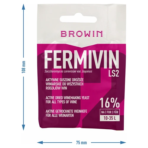 Wijngist Fermivin LS2, 7 g - 3 ['edelgist', ' wijngist', ' gedroogde wijngist', ' Fermivin LS2', ' gist voor rode wijnen', ' voor roséwijnen', ' voor mousserende wijnen', ' gist voor herstart van wijn', ' gist voor herstart van fermentatie', ' gist voor fermentatie']