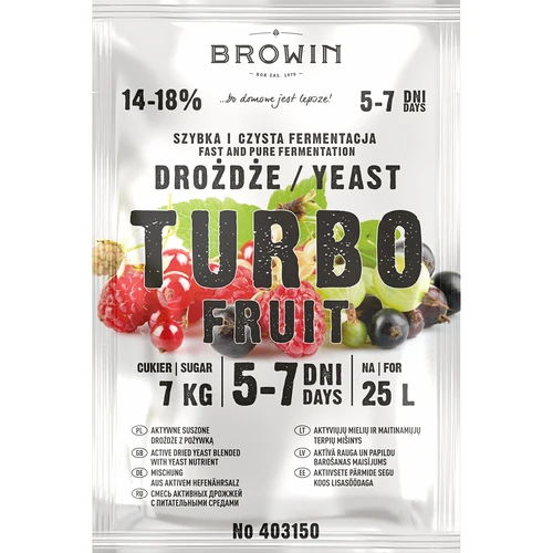Wijngist Turbo Fruit 5-7 dagen - 2 ['gist voor alcohol', ' gist voor spiritus', ' gist voor zelfgestookte drank', ' gist voor samogon', ' gist voor maanshine', ' zelfgestookte drank', ' samogon', ' maanshine']