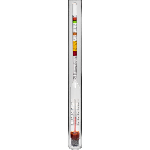 Wijnmeter met thermometer in onbreekbare buis - 2 ['suikermeter', ' voor wijn', ' voor bier', ' apparaat voor het meten van suikerconcentratie', ' ballingmeter', ' areometer', ' potentiële alcoholinhoud', '']