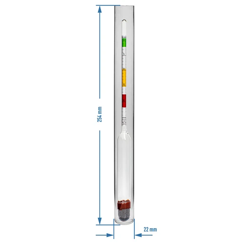 Wijnmeter (suikerweger) in een onbreekbare buis - 3 ['wijnmeter', ' suikerweger', ' apparaat voor het meten van suikerconcentratie', ' balingmeter', ' voor wijn', ' voor bier', ' areometer']