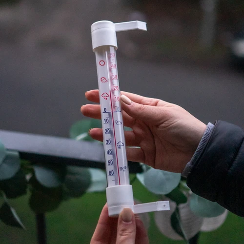 Wit buitenthermometer (-50°C tot +50°C) 18cm - 4 ['buitenthermometer', ' thermometer', ' raamthermometer', ' thermometer met duidelijke schaal', ' thermometer van kunststof', ' thermometer voor raam', ' thermometer voor balkon', ' tweezijdige thermometer', ' zelfklevende thermometer']