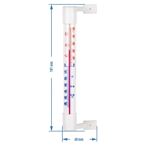 Wit buitenthermometer (-50°C tot +50°C) 18cm - 3 ['buitenthermometer', ' thermometer', ' raamthermometer', ' thermometer met duidelijke schaal', ' thermometer van kunststof', ' thermometer voor raam', ' thermometer voor balkon', ' tweezijdige thermometer', ' zelfklevende thermometer']