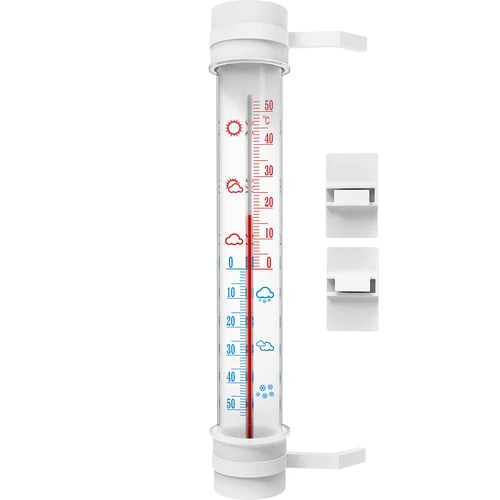 Witte buitenthermometer (-50°C tot +50°C) 27cm  - 1 ['buitenthermometer', ' welke temperatuur']