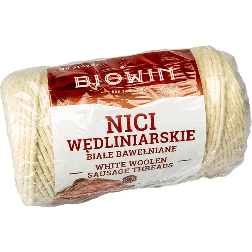 Witte katoenen slagerstouw (240°C) 55 m - 2 ['worstenkoorden', ' vleeskoorden', ' slagerstouw', ' worstentouw', ' bindtouw voor vlees', ' voor bakken', ' voor roken', ' voor pekelen', ' voor koken', ' voor het binden van vleeswaren']