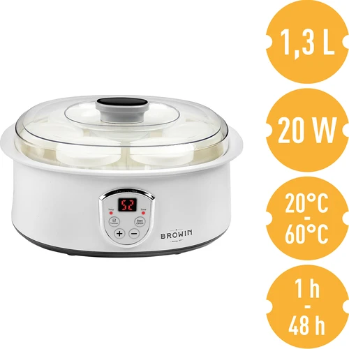Yoghurtmaker met thermostaat, 7 potten, 1,3 L - 5 ['yogurtmaker', ' apparaat voor yoghurt', ' veganistische yoghurt', ' hoe maak je yoghurt', ' voor zelfgemaakte yoghurt', ' yoghurtmaker met thermostaat', '']