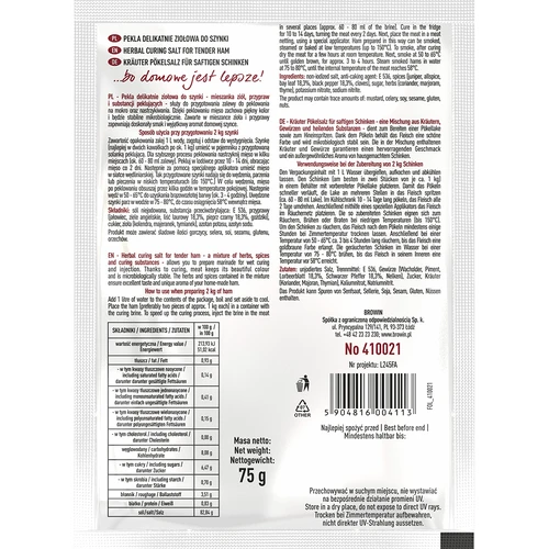 Zacht kruidige pekel voor ham, 75 g - 2 ['pekel', ' pekelen', ' pekel voor ham', ' pekel voor vlees', ' pekelzout', ' pekeloplossing voor vlees', ' recept voor pekeloplossing voor vlees', ' droog pekelen', ' zout voor pekelen']