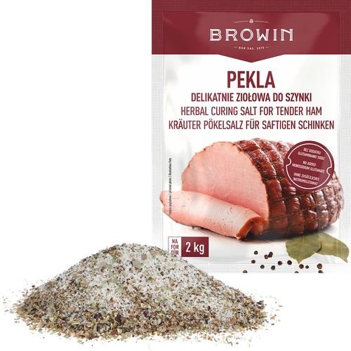 Zacht kruidige pekel voor ham, 75 g - 3 ['pekel', ' pekelen', ' pekel voor ham', ' pekel voor vlees', ' pekelzout', ' pekeloplossing voor vlees', ' recept voor pekeloplossing voor vlees', ' droog pekelen', ' zout voor pekelen']
