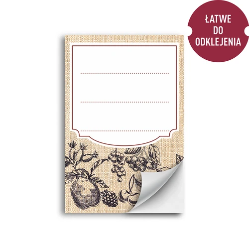 Zelfklevende etiketten 60 x 90 mm voor flessen, potten fruit schets - 20 stuks - 2 ['zelfklevende etiketten', ' etiketten voor flessen', ' etiket voor fles', ' etiket voor alcohol', ' etiket voor wodka', ' etiket voor likeur', ' etiket voor likeur', ' etiketten voor zelfgestookte drank', ' retro etiketten', ' stickers voor flessen', ' etiketten voor potten', ' etiketten voor sappen']