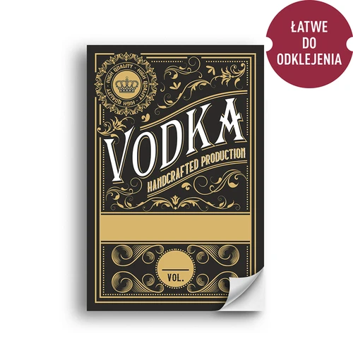 Zelfklevende etiketten 60x90 mm voor flessen, wodka, zwart, 20 stuks - 2 ['zwarte alcohol etiketten', ' elegante etiketten', ' zelfklevend etiket', ' plak etiket', ' papieren etiket', ' etiket voor flessen', ' etiket voor glas']