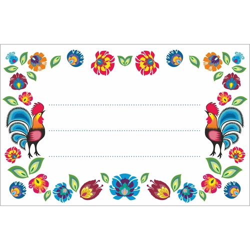 Zelfklevende labels folk patroon 85/55 mm - 20 stuks  - 1 ['labels', ' labels voor conserven', ' labels voor kruiden', ' labels voor flessen', ' zelfklevende labels', ' labels voor wijn', ' labels voor potten', ' labels voor potjes', ' stickers voor schriften', ' labels voor dozen', ' labels voor containers', ' labels voor cadeaus']