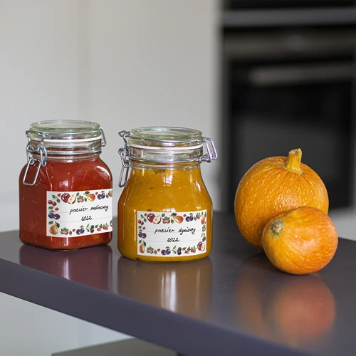 Zelfklevende labels ontwerp fruit 85/45 mm - 20 stuks. - 5 ['labels', ' labels voor conserven', ' labels voor kruiden', ' labels voor flessen', ' zelfklevende labels', ' labels voor wijn', ' labels voor potten', ' labels voor potjes', ' stickers voor schriften', ' labels voor dozen', ' labels voor containers', ' labels voor cadeaus']