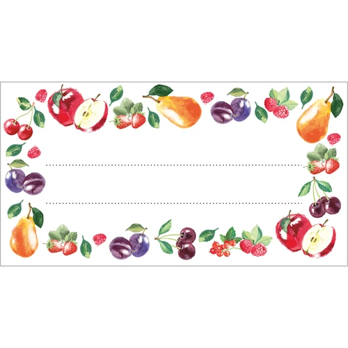 Zelfklevende labels ontwerp fruit 85/45 mm - 20 stuks.  - 1 ['labels', ' labels voor conserven', ' labels voor kruiden', ' labels voor flessen', ' zelfklevende labels', ' labels voor wijn', ' labels voor potten', ' labels voor potjes', ' stickers voor schriften', ' labels voor dozen', ' labels voor containers', ' labels voor cadeaus']