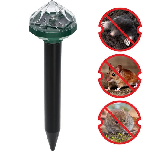 Zonne-verjager voor mollen met LED-lamp - 6 ['afschrikmiddel', ' mollenverjager', ' ultrasone verjager', ' zonne-verjager', ' verjager met LED-lamp']