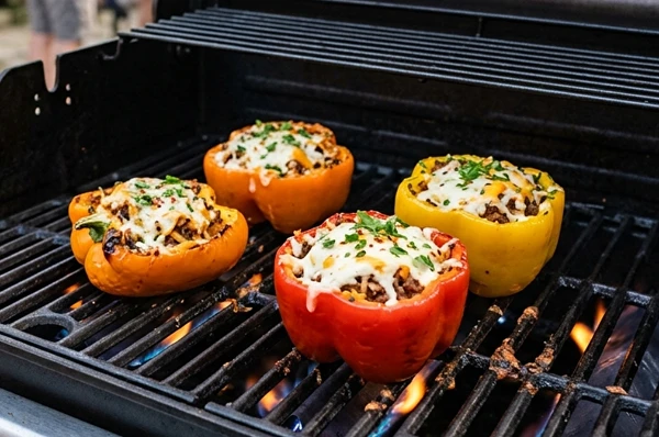 Gevulde paprika's van de gasgrill