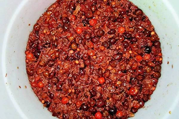 Huisgemaakte kersen-kruisbessenwijn