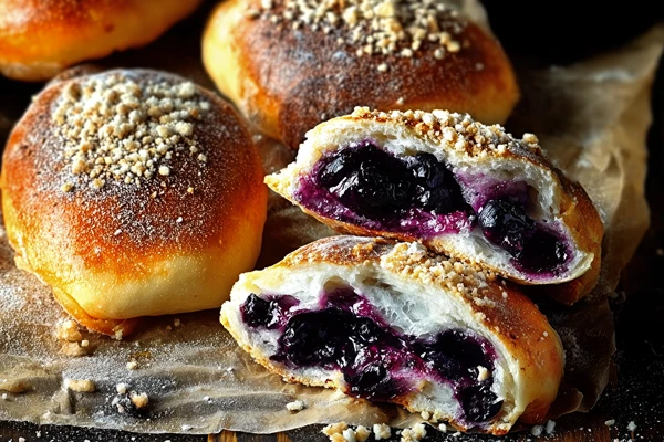 Zelfgemaakte bosbessenbroodjes - zacht, luchtig en vol bosbessen!